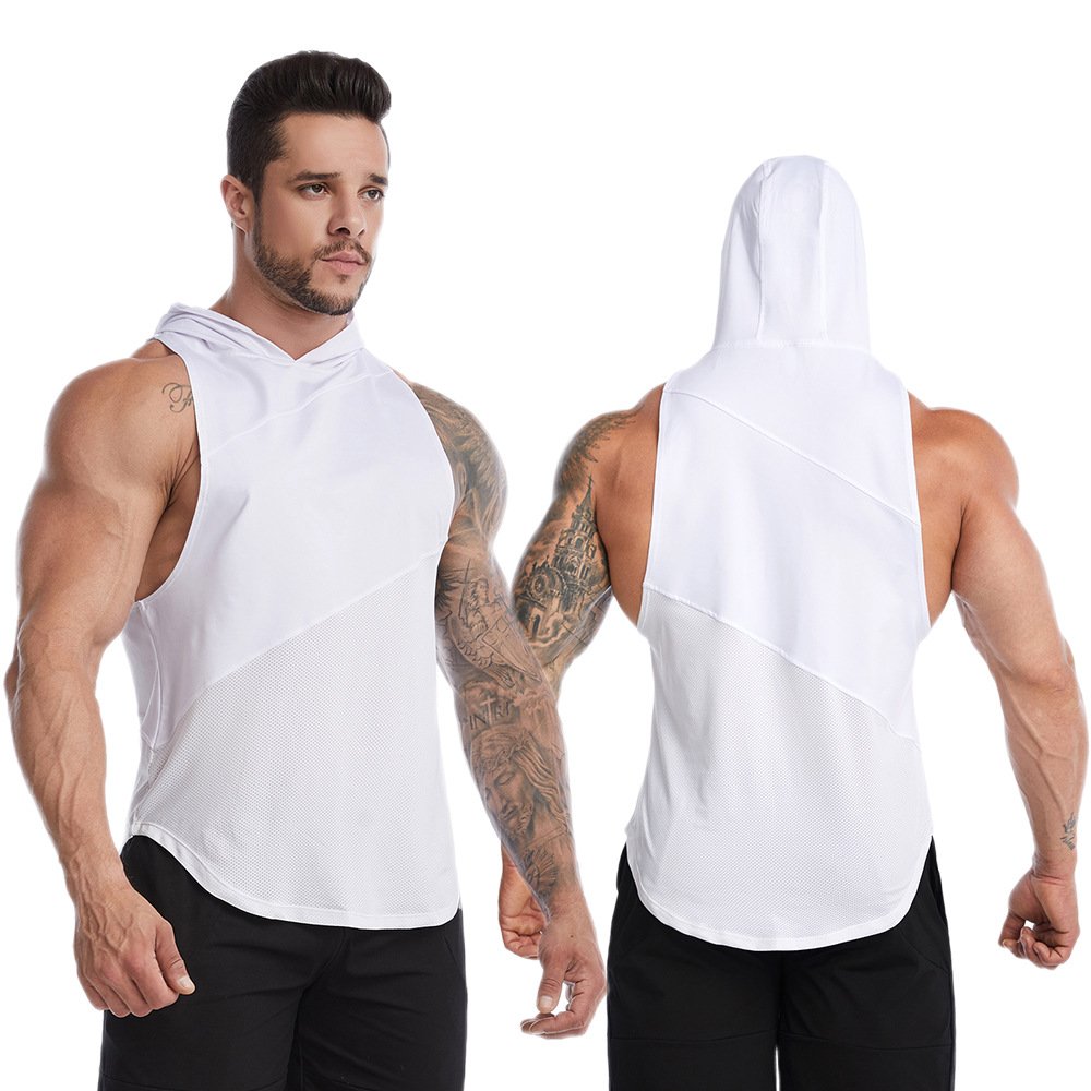 Large size sports undershirt men's summer hooded fitness quick-drying undershirt sweat running outside basketball undershirt - Image 5