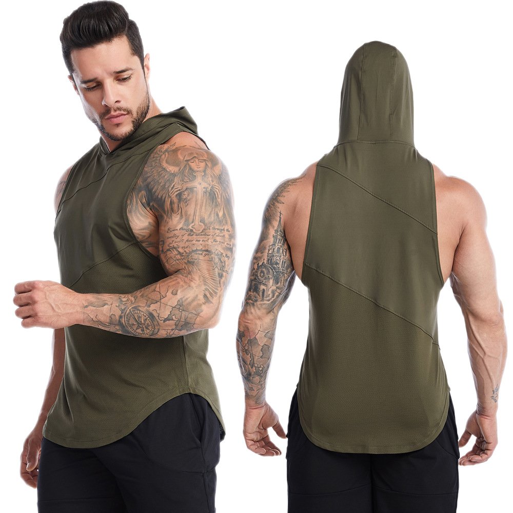 Large size sports undershirt men's summer hooded fitness quick-drying undershirt sweat running outside basketball undershirt - Image 4