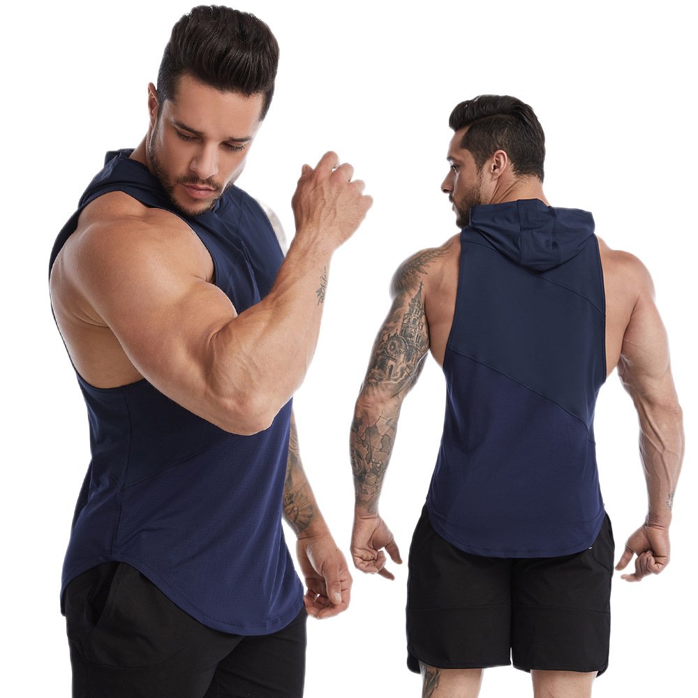 Large size sports undershirt men's summer hooded fitness quick-drying undershirt sweat running outside basketball undershirt - Image 3