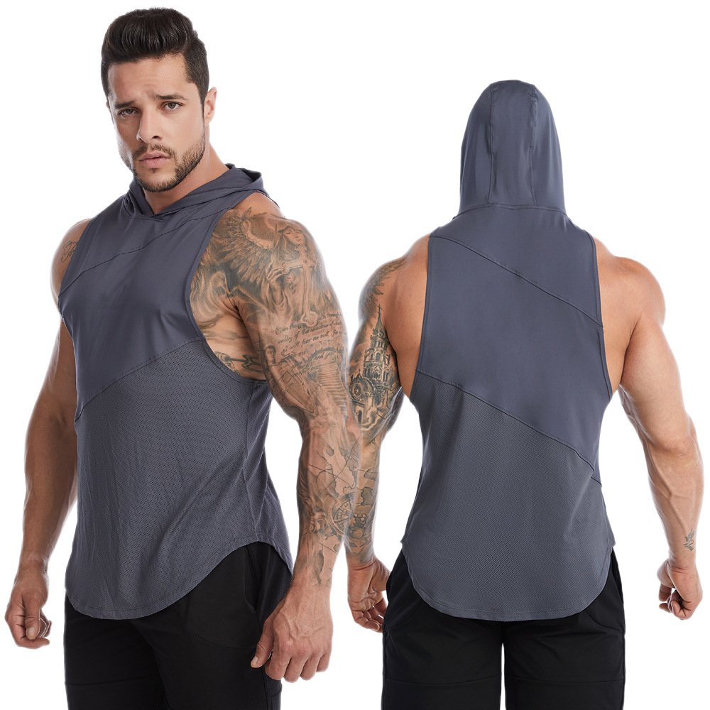Large size sports undershirt men's summer hooded fitness quick-drying undershirt sweat running outside basketball undershirt - Image 2