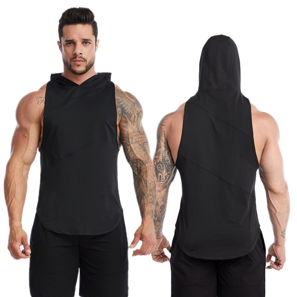 Large size sports undershirt men's summer hooded fitness quick-drying undershirt sweat running outside basketball undershirt - Image 6
