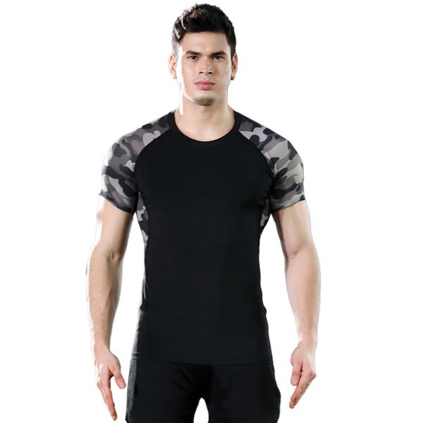 Sports quick-drying T-shirt men's fall stretch PRO tights running training short-sleeved fitness clothing